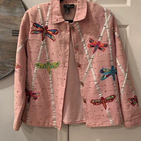 Daniel K Vintage Pink Dragonfly Jacket sz S - Picture 1 of 4